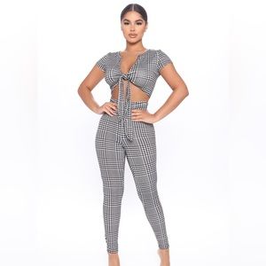 Fashion Nova Checkered Two Piece Set